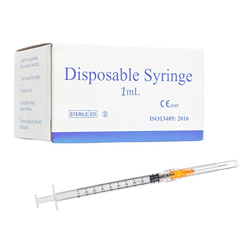 100 Pack 1ml with 25 Gauge 1 Inch Luer Lock , Individually Wrapped - style: 1ML