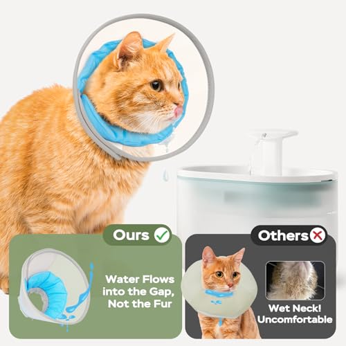 Cat Cone Collar Soft: Comfortable Waterproof Mesh Recovery Cone After Surgery to Stop Licking and Scratch, Alternative to Plastic Elizabeth Head/Neck Cone - color: Blue, size: M