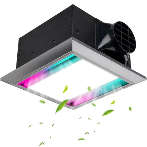 12" Bathroom Exhaust Fan with Light, All-aluminum alloy-S | Ultra Quiet Ventilation Fan Combo, 1.0 Sone, 220CFM, 10"x10" Mount - color: All-aluminum alloy-S