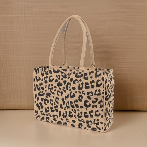 KAF Home Jute Market Tote Bag with Handles (Leopard) - color: Leopard