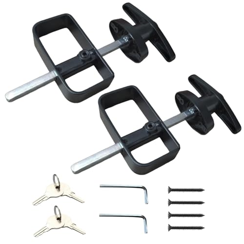 WellMade Shed Door Latch, T Handle Lock Kit, 5½" Storage Barn Playhouse & Chicken Coop Lock Replacement Set, Black 2 Pack - size: 2 Pack