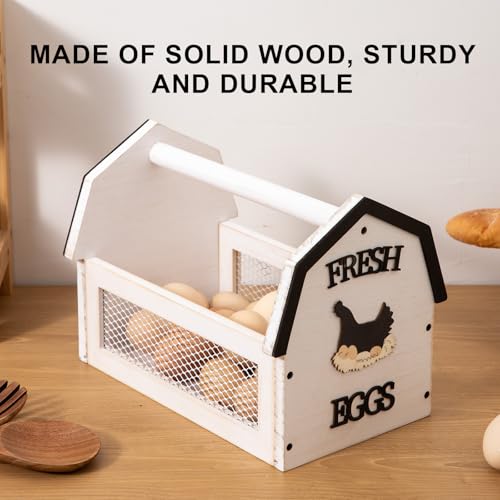 ZSHLXM Wood Farmhouse Egg Collecting Basket - Gather Fresh Eggs from Chicken Countertop (Large) - color: White, size: Large