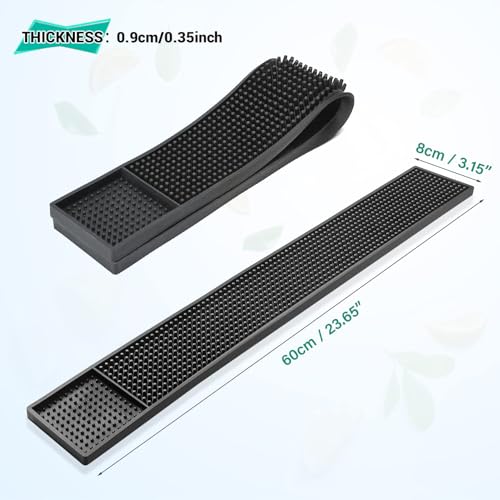 2PCS 23.65 x 3" Rubber Bar Mats, Non-Slip Bar Service Spill Mat for Station | Bar Table Mat Restaurant Kitchen Counter Bar Pad for Mixing Drink, Anti-Skid Heat Resistant Barber Station Mat for Hair Salon - size: 23.65x3.15" - 2PCS