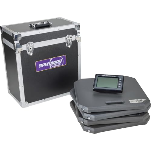Sportsman Wireless Race Car Scales and Storage Case, 7000lb Aluminum Pads | 0.5% accuracy, chassis setup data, cross weight, bite balance, front to rear distribution, total vehicle weight readings