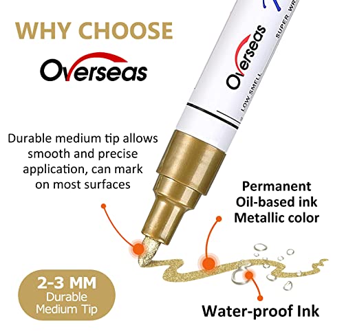 Overseas 48 Colors Paint Pens, Oil Based Permanent Paint Markers Medium Tip | Waterproof, Quick Dry, Fade Resistant, Assorted Colors Marker Pen for Metal, Rock, Wood, Rubber, Plastic, Glass, Canvas - size: 1 Count (Pack of 48)