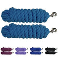 Majestic Ally Pack of 2 Solid Cotton Lead Rope for Horses & Livestock – 10 Foot Long and 5/8 inch (16MM) Thick - Replaceable Heavy-Duty Satin Bolt Snap – Handmade – Soft, Broken in Feel (Turquoise) - color: TURQUOISE