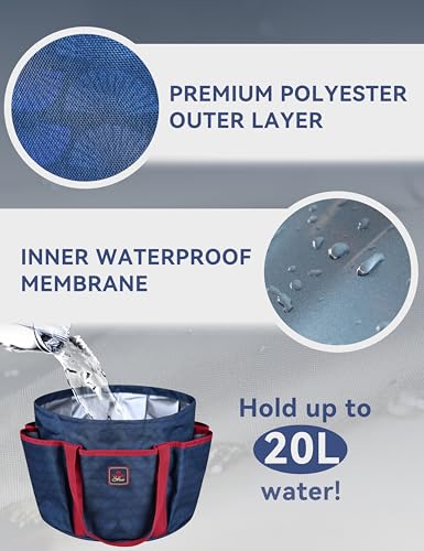 Horse Grooming Tote Bag, Waterproof Grooming Organizer with Multiple Pockets for Brushes & Tools, Stable & Show Use Navy - color: Navy