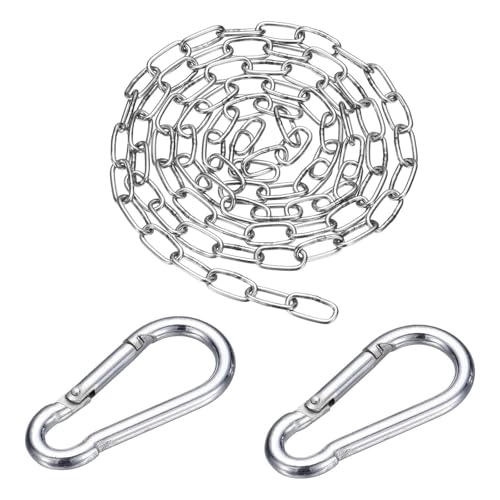 304 Stainless Steel Link Chain with 2 Hook (1/16" x 3.3 ft / 1 m x 1.5 Mm) - Utility Hanging Coil Chain Link Locking Pulling for Outdoor Fence Pet Dog - size: 1/16" x 3.3 ft(1 m x 1.5 Mm)