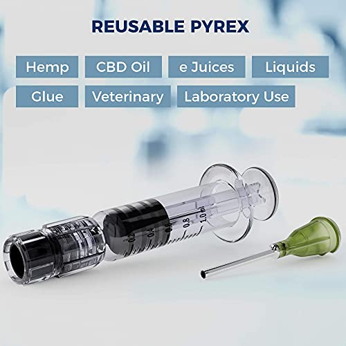 MyMed 5 Pack Borosilicate Glass Luer Lock Syringe 1ml Capacity Reusable Glass Syringes - Use for Arts and Crafts, Thick Liquids, Oils, Vet, Glue, Lab, Ink with GA Blunt Tip Pet Safe Needles - style: Classic