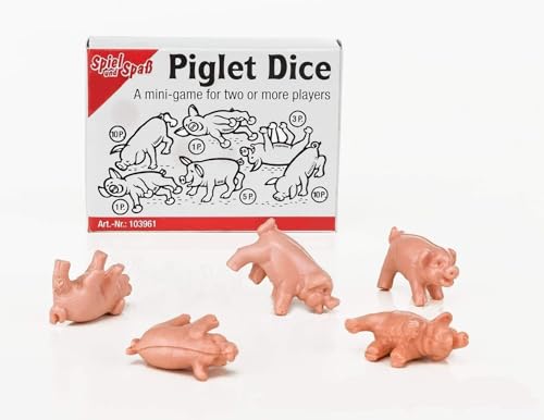 Piglet dice - Roll Your Pigs - Throw The Pigs - Simple Funny Mini Game - 5 Mini Pig Figurines, Fun Party & Travel Game, Push-Your-Luck Pig Dice Set, Compact Game for Groups