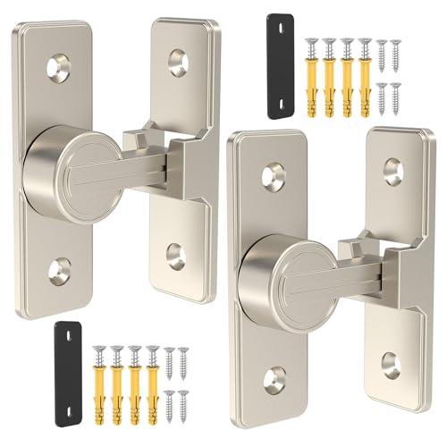 90° Heavy Duty Zinc Alloy Barn Door Lock Nickel 2 Pack | Security Sliding Door Latch for Barn, Garden, Bathroom, Fence, Shed，With Screws & Washers - color: Nickel-2 Pcs