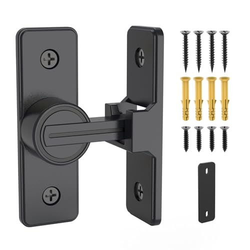 90 Degree Barn Door Lock, Heavy Duty Locks, Matte Black | Flip Sliding Gate Latches for Garden, Bathroom, Garage & Sliding Doors - size: 1 Pack Matte Black