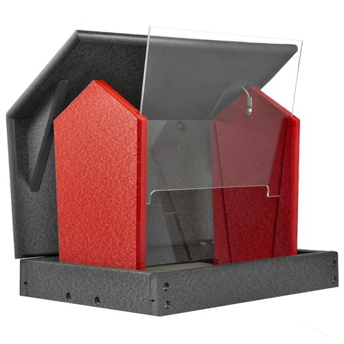 Poly Hanging Hopper Bird Feeder, Large Bird Feeder for Outside, Outdoors - Amish American Made (Hanging, Black & Red) - color: Black & Red, style: Hanging