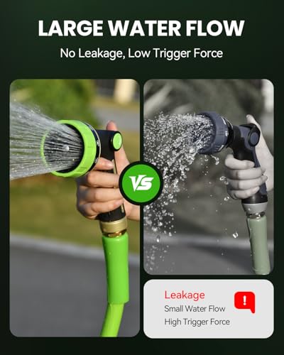 RAINPOINT Garden Hose Nozzle - 100% Heavy Duty Metal Thumb Control Spray Nozzles for Garden Hose High Pressure, 10 Pattern Water Hose Nozzle for Car Wash, Watering Lawn, Pets, Forest Green - color: Forest Green