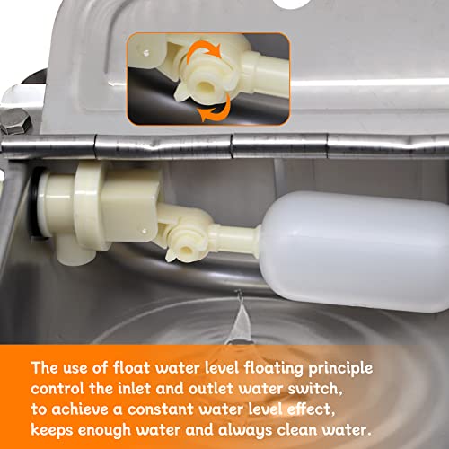 304 Stainless Steel Automatic Livestock Waterer with Float Valve & 3/4'' Water Hose – Self-Filling Drinking Bowl for Dog, Cat, Chicken, Cow, Horse, Goat, Sheep & Pig