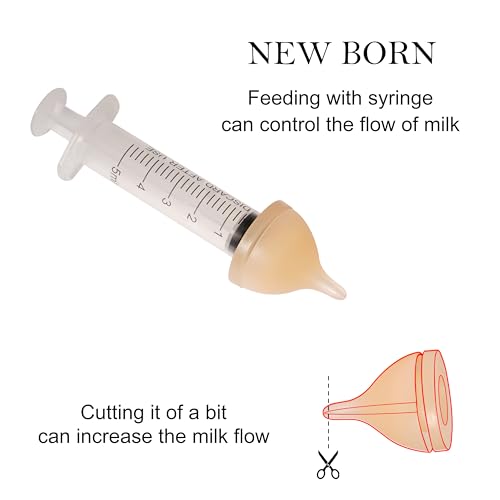 Doggiema Bionic Silicone Feeding Nipple and Syringes for Newborn Kittens | three sizes nipple suitable for kittens at different growth stages, effectivefor newborn kittens and bunny,Bionic Nipple - size: Replacement Nipple (5 Nipple+3 Syringes)