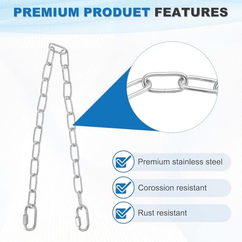 PATIKIL Gate Chain Lock, (11.9Inch, Silver) (2 Pcs)304 Stainless Steel Hanging Chain Lock for Stall Barn/Cabinet/Fence/Hammock/Pet Cages - size: 11.81