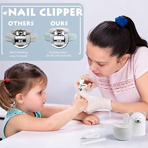 Baby Nail Clippers Set with Cute Case, Infant Fingernail and Toenail File Kit for Newborn Manicure and Pedicure, New Mom Grooming Gift - color: Polar White