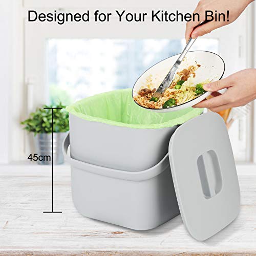 Food waste bags of biodegradable plastic for household use 4-5 Gallon, 100 Odorless 20% Extra Thick, Extra Strong, Durable, Non-Leaking, Recyclable (Green, 20 Liter)