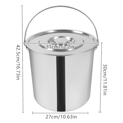 Extra Thick 20L Stainless Steel Barrel Bucket with Lid, Milk Can, Food & Water Storage, Wine Pail, Champagne Cooler, Kitchen Bucket - color: 20l