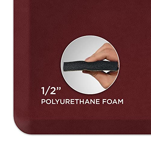 GelPro Anti Fatigue Nonslip Mat: Hard Floor Utility Mats for Garage, Patio and Kitchen - 20" x 72" x .5" - Leather Grain Cranberry - color: Leather Grain Cranberry