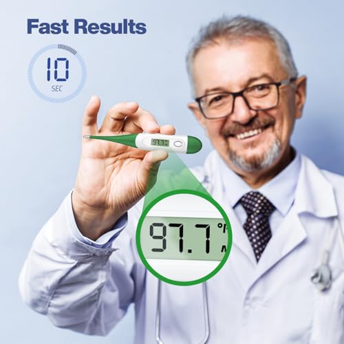Boncare 10 Seconds Oral Thermometer for Adults and Kids, Dark Green | Accurate & Safe, Rectal Digital Thermometer for Baby, Fever Alarm - color: Dark Green