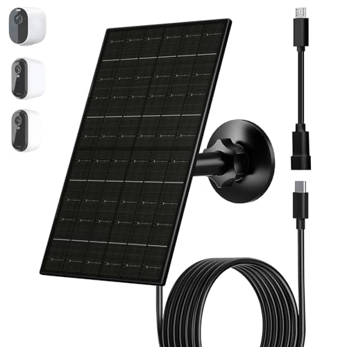 FUTUREZEN 6W Solar Panel Charger for Arlo Essential 2K/XL/Spotlight Cam | USB-C and Micro USB ports, IP66 waterproof, 360° adjustable mount, 7.2ft cable