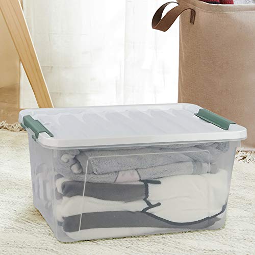 Gloreen 35 Quart Clear Storage Bins with Lid, Multipurpose Boxes Set of 4 | Stackable Plastic Latches Storage Containers - size: 35 Quart, 4 Packs
