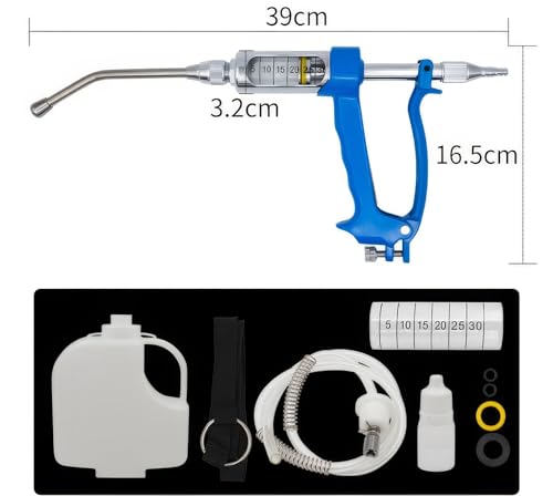 LGEGE Veterinary Drench Gun, 30ml Adjustable Dosing Dispenser, Metal Livestock Medicine Feeding Tool for Feeding Cattle, Sheep, Pigs
