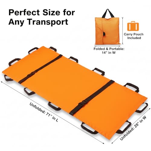 Portable Transport Stretcher with 12 Rubber Handles & Carrying Bag – Dog Stretcher & Gurney, Patient Animal Mover for Emergency Casualty Evacuation, 400lbs Capacity（2Pack Orange） - color: Orange2Pack, size: Two-Pack