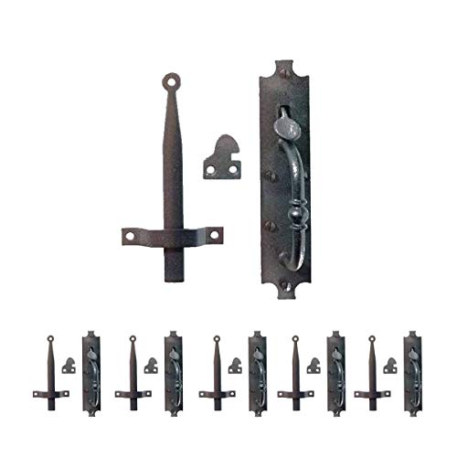 Renovators Supply Manufacturing Black Cast Iron Norfolk Door Latches Traditional Gate Or Door 8" Tall Thumb Latches Black Powder Coated Two Sided Gate Latch Locks with Mounting Hardware Pack of 6 - color: 8-inch Norfolk, size: Pack of 6