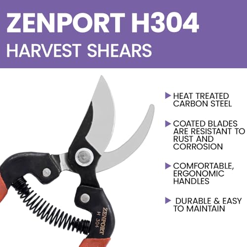 Zenport H304 Bypass Action Harvest and Utility Shear, Carbon Steel