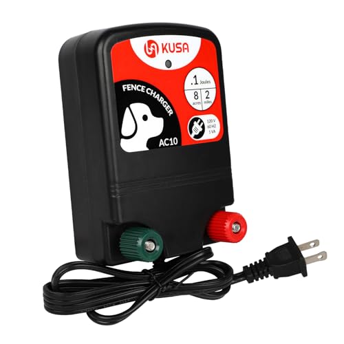Electric Fence, 2-Mile/ 8 Acres Electric Fence Charger for Preventing to Prevent Bears, Raccoons, Skunks Intruding, Electric Fence Energizer Output Voltage 5000 v 0.12 Joule