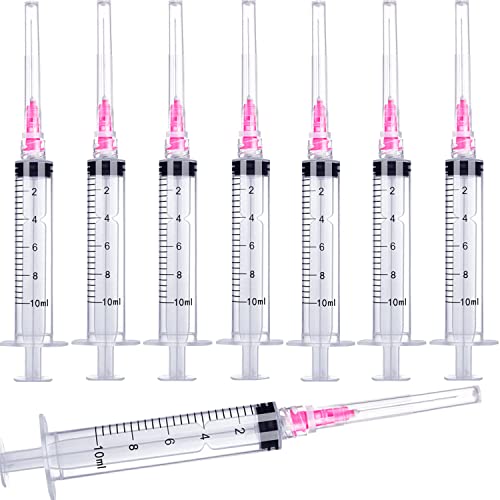 100 Pack 10ml/cc Plastic Luer Lock Syringa with 18Ga and Cap, Individually Sealed Wrapped, for Scientific Labs, Measuring Liquid, Refilling Cartridges or Glue Applicator - style: 100 Pack-10ml 18gauge
