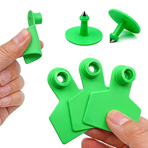 Blank Ear Tags 100 Pieces Livestock Identification Cards Blank Livestock Ear Tags for Cattle Cow Pig Goat Sheep Dog (Green) - color: Green