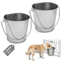 Flat Side Stainless Steel Bucket 4 Quart Hanging Feeding Pail for XL Dogs Cats Goats Sheep, Fits Kennel Cage Compatible, Heavy Duty Food and Water Feeder, 1 Gallon Silver Buckets 2 Pack - size: 4 Quart (Pack of 2)