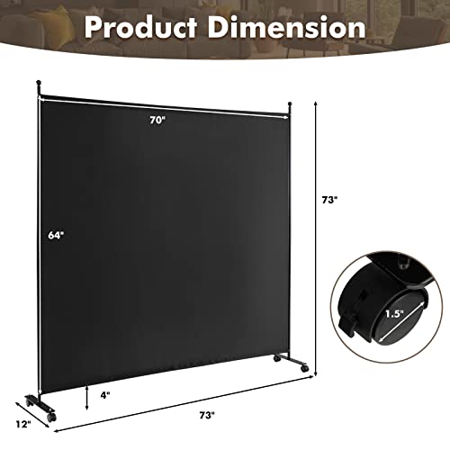 Giantex 73" x 73" Single Panel Room Divider with Wheels, Black | Mobile Privacy Screen with Lockable Casters, Rolling Fabric Partition Wall for Home, Office, Studio - color: Black, size: 73''W x 73''H (1 Panel)