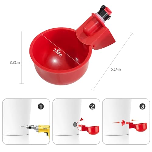 Chicken Water Cups, 8pcs Automatic Chicken Water Feeder, Poultry Waterer Kit Suitable for Chicks, Duck, Goose, Turkey and Bunny, 8-Pack