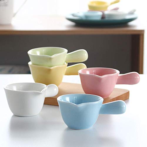 Small Sauce Bowls 2 OZ Cute Dip Bowls Set of 5 with Handle Colorful Ceramic Creamer Cup Mini - Mixed 5 Color - color: mixed 5 colors
