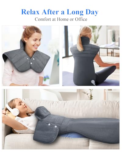 Heating Pad for Neck Shoulders and Back, 2.7lb Weighted Electric Heat Pad 6 Heat Levels 4 Auto Timers, 22"x37" Large Heated Pad for Full Body Relax, ETL Certified, Birthday Gifts for Women Men Mom Dad