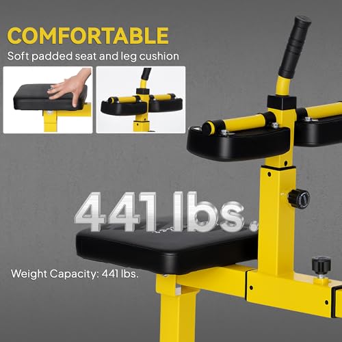 Soozier Seated Calf Raise Machine for Home Gym Waist Arm Training | Adjustable Calf Machine Leg Extension - color: Yellow