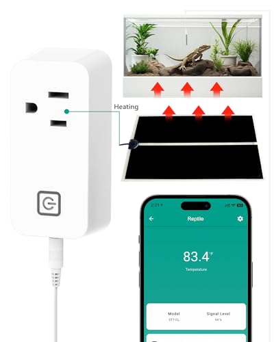 MOCREO Temperature Controller Reptile Thermostat Outlet, Bluetooth Temp Control Plug with Alarm for Terrarium Heat Mat Heating Pad, Greenhouse, Homebrew Fermenter, 100~240V 10A 1100W