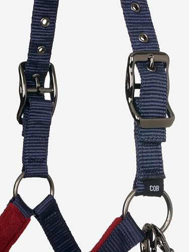 LeMieux Vogue Fleece Headcollar - Halter & Leadrope - Extra Padding, Adjustable at Curb and Poll Strap - color: Burgundy / Navy, size: Pony