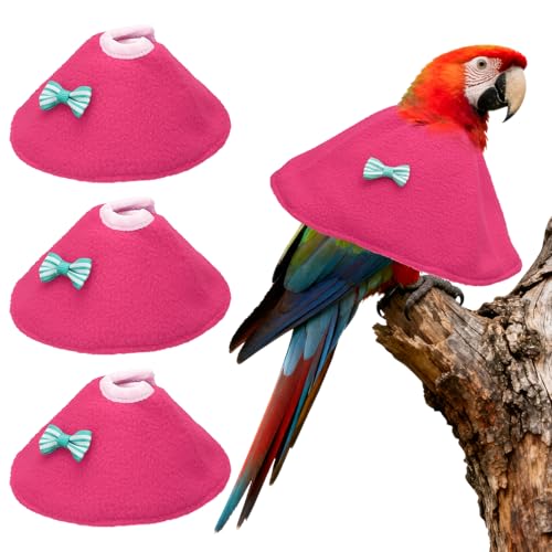Bird Collars, Bird Cone Collar Protective Recovery Cones, Soft Adjustable Anti-Bite Feather Neck Protector (Pink, M, 3 Pcs), Intended for Budgie/Cockatiel/Lovebirds - color: Pink, size: M