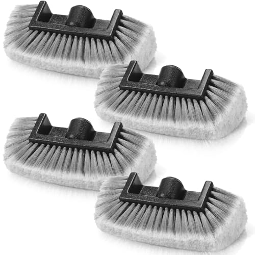 Vesici 4 Pcs Car Wash Brush Head with Soft Detailing Bristle Flow Thru Car Cleaning Brush Exterior Cars Wash Equipment for Auto Truck RV Boat Camper Washing, 10 Inch (Grey) - color: Gray