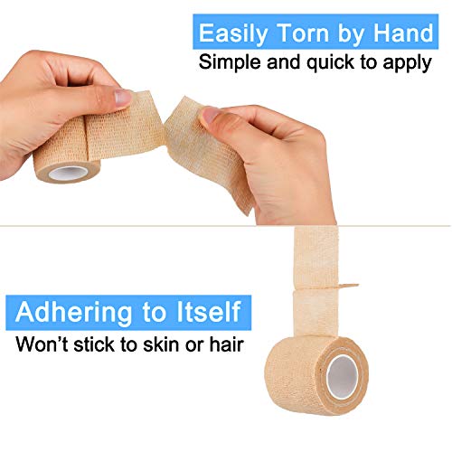 12 Pack Self Adherent Cohesive Wrap Bandages 2 Inches X 5 Yards,First Aid Tape, Elastic Self Adhesive Tape, Athletic, Sports wrap Tape, Bandage Wrap for Sports, Wrist, Skin Colour Athletic Tape - size: 12 Count (Pack of 1)