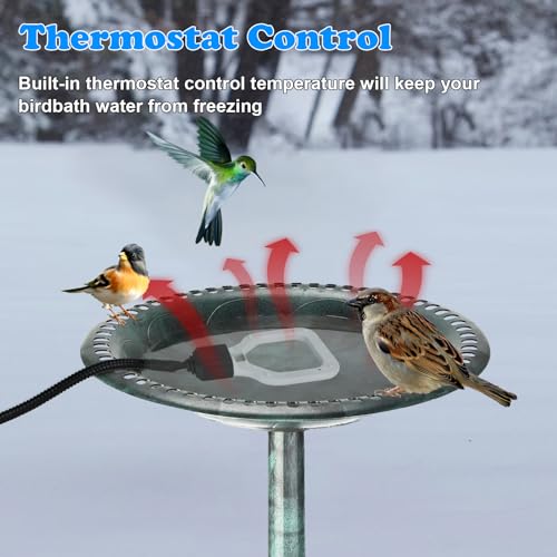 Magoog 500W Chicken Water Heater, 50Gal Chicken Water Deicer for Plastic Waterer, Liverstock Water Heater, Cast Aluminum Submersible De-icer, Bird Bath Heater with Built-in Thermostat Control