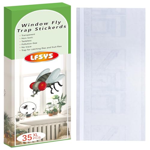 LFSYS 35XL Window Fly Traps Indoor Fruit Fly Traps for Indoors | Window Fly Traps Sticky Paper Indoor Fruit Fly Gnat Trap Fly Strips