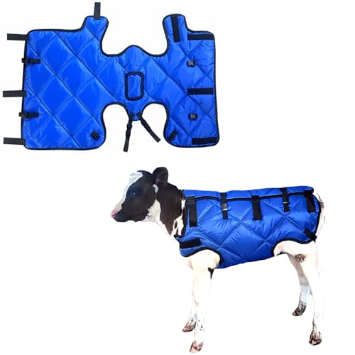 Calf Blanket Warm Clothes Goat Blankets for Winter Keep Calves, Goats, Dogs, Foal, Donkey Warming Thickened Belly Protection Windproof Large Size Blue