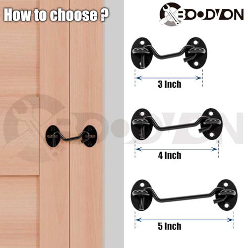 4 Inch Hook and Eye Latch, Privacy Eye Hook Latch for Sliding Door/Barn Door, Black Sliding Door Lock with Screws for Window, Cabin Hooks, 1 Pack - size: 4 Inch